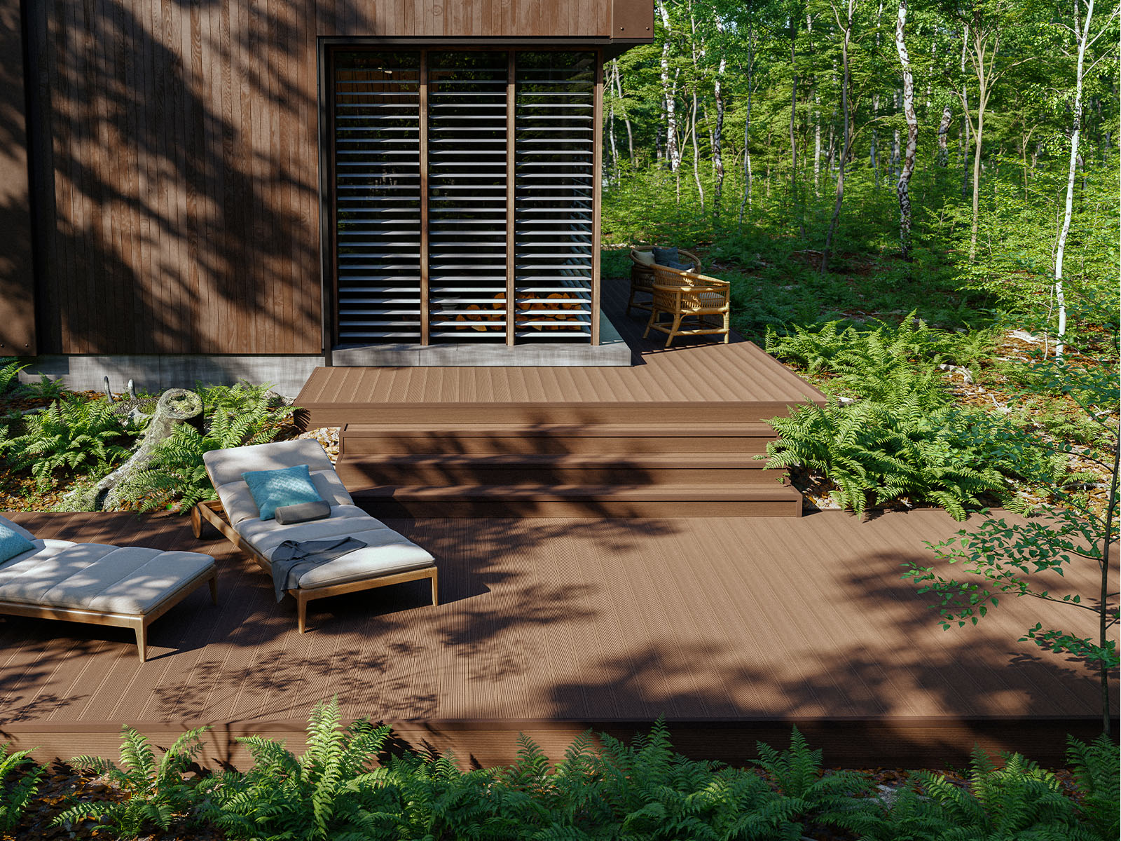 wpc deck commercial light brown rendering